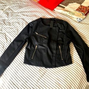 Vegan leather cropped jacket. Never worn